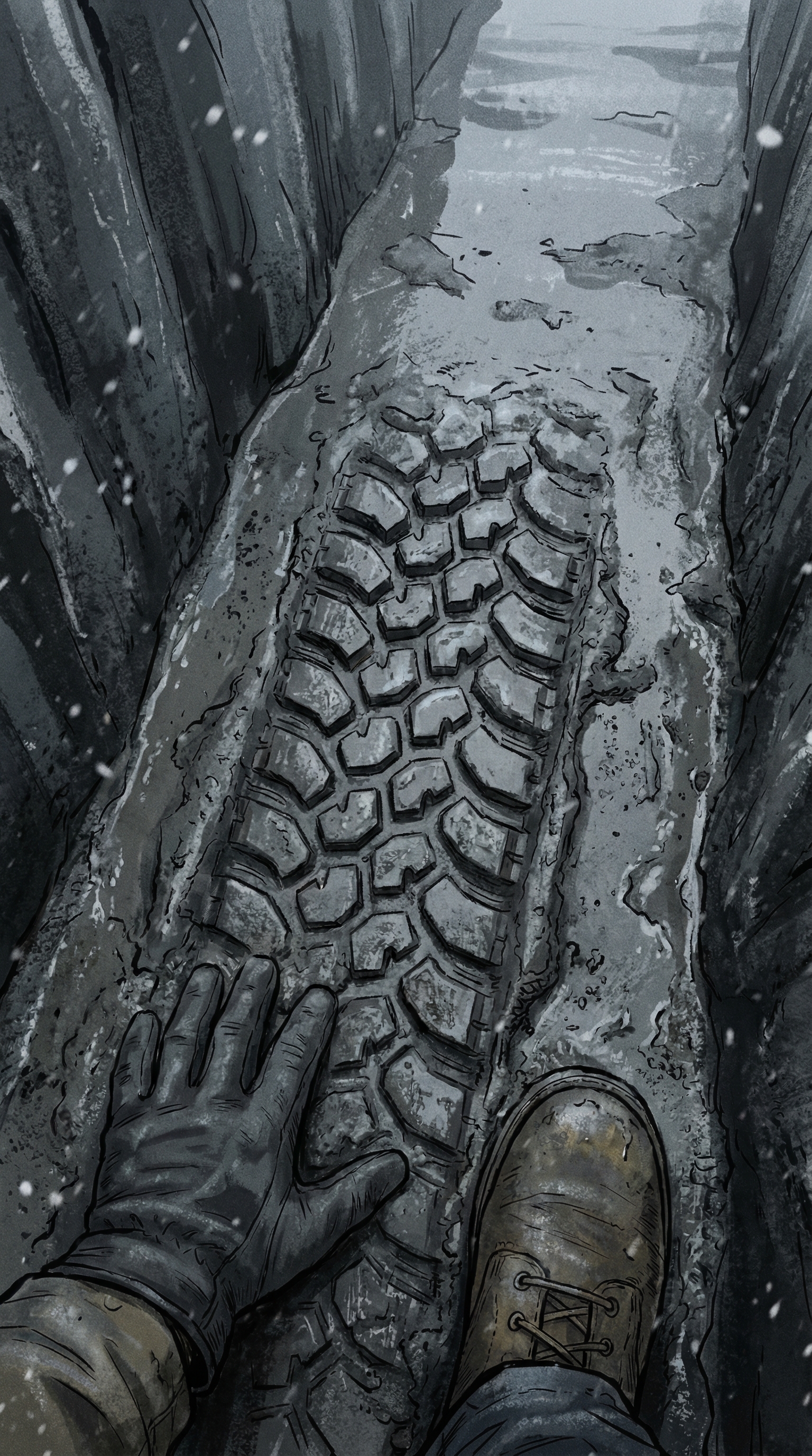 Tire track evidence from Highway 53